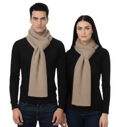 unisex ribbed scarf in 100% cashmere made in Italy