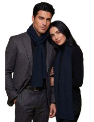 unisex plain knit scarf in 100% cashmere made in Italy
