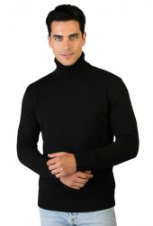 męski sweter z golfem w kolorze czarny 100% kaszmir made in Italy