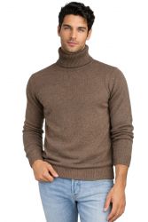 męski sweter z golfem w kolorze turkawka 100% kaszmir made in Italy