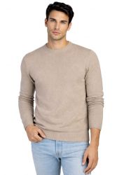 men's beige crewneck sweater 100% cashmere made in Italy