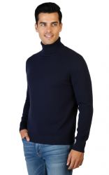 herren rollkragenpullover blau 100% kaschmir made in Italy
