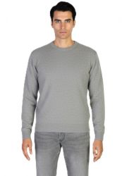 suéter de cuello redondo para hombre gris perla 100% cachemira made in Italy
