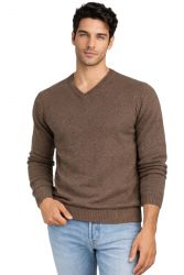 men’s turtledove v neck sweater in 100% cashmere made in Italy
