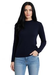 suéter de cuello redondo para mujer azul 100% cachemira made in Italy