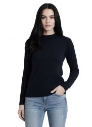 suéter de cuello redondo para mujer negro 100% cachemira made in Italy