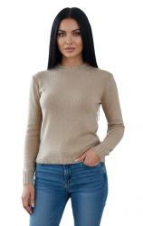 women's beige crewneck sweater 100% cashmere made in Italy