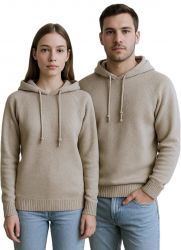 pulls à capuche unisexe 100% cachemire beige made in Italy