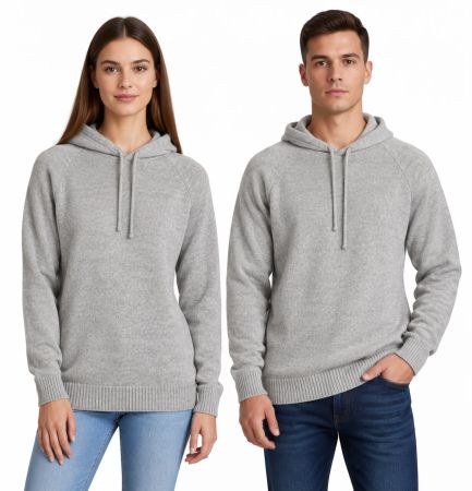 pulls à capuche unisexe 100% cachemire gris perle made in Italy