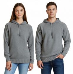 100% cashmere unisex hoodie pearl grey made in Italy