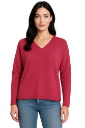 damski oversize sweter z dekoltem v 100% kaszmir made in Italy
