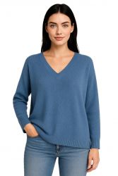 damski oversize sweter z dekoltem v 100% kaszmir made in Italy
