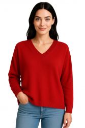 damski oversize sweter z dekoltem v 100% kaszmir made in Italy