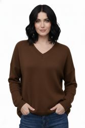 suéter oversize para mujer con cuello en v 100% cachemira made in Italy
