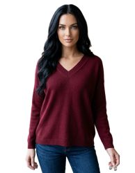 pull oversize pour femme col v 100% cachemire made in Italy