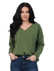 damski oversize sweter z dekoltem v 100% kaszmir made in Italy