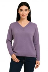 damski oversize sweter z dekoltem v 100% kaszmir made in Italy