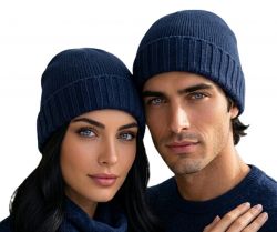 unisex mütze mit geripptem rand aus 100% kaschmir