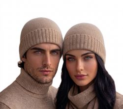 unisex mütze mit geripptem rand aus 100% kaschmir