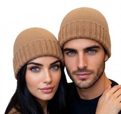 unisex ribbed edge hat in 100% cashmere made in Italy