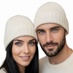 unisex ribbed edge hat in 100% cashmere made in Italy