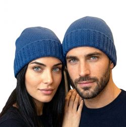 unisex ribbed edge hat in 100% cashmere made in Italy