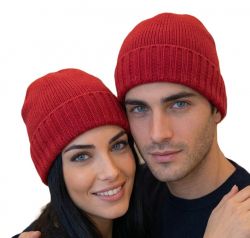 unisex ribbed edge hat in 100% cashmere made in Italy