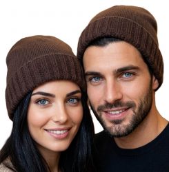 bonnet unisexe à bord côtelé en 100% cachemire made in italy