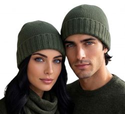 gorro unisex con borde acanalado en 100% cachemira