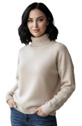 suéter oversize para mujer con cuello alto 100% cachemira made in Italy