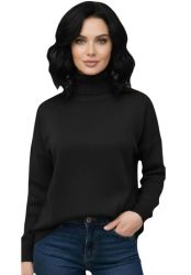 suéter oversize para mujer con cuello alto 100% cachemira made in Italy
