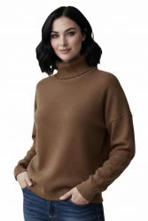 suéter oversize para mujer con cuello alto 100% cachemira made in Italy
