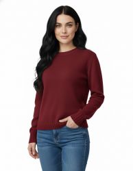 women's bordeaux crewneck sweater 100% cashmere made in Italy
