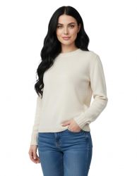 pull col rond pour femme crème 100% cachemire made in Italy