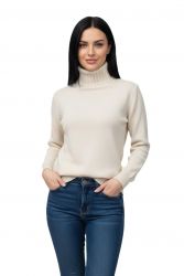 pull col roule pour femme blanc 100% cachemire made in Italy