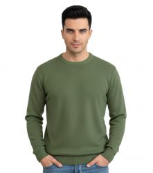men's military green crewneck sweater 100% cashmere made in Italy