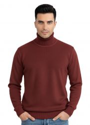 suéter de cuello alto para hombre burdeos 100% cachemira made in Italy