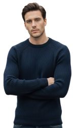 men’s english rib stitch crewneck sweater in 100% premium cashmere made in Italy