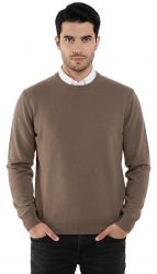 men’s 100% cashmere light 12 gauge crewneck sweater brown made in Italy