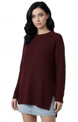 damen oversize gerippter rundhals pullover 100% kaschmir made in Italy