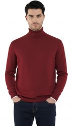 suéter de cuello alto para hombre burdeos 100% cachemira made in Italy