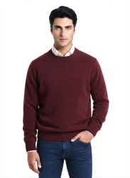 men’s 100% cashmere light 12 gauge crewneck sweater bordeaux made in Italy