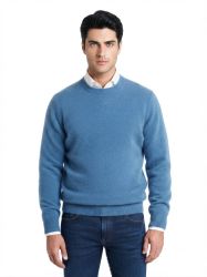 herren pullover rundhals jeans 100% kaschmir leicht 12-gauge made in italy