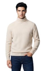 suéter de cuello alto para hombre pasta 100% cachemira made in Italy